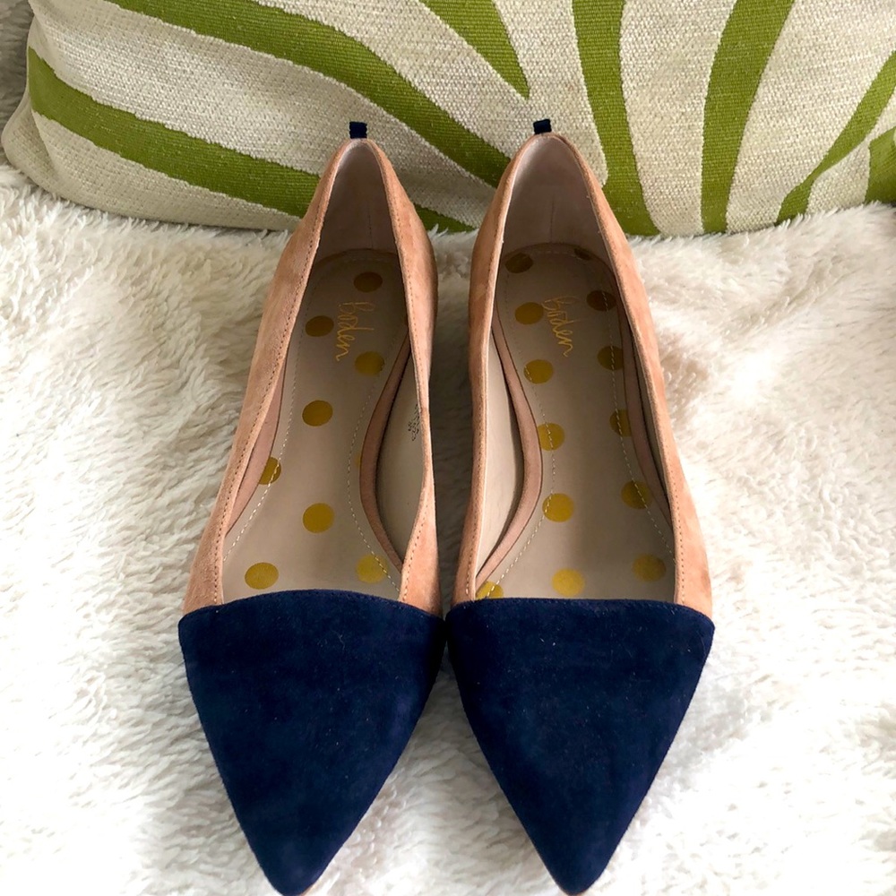Boden blue/tan suede flats